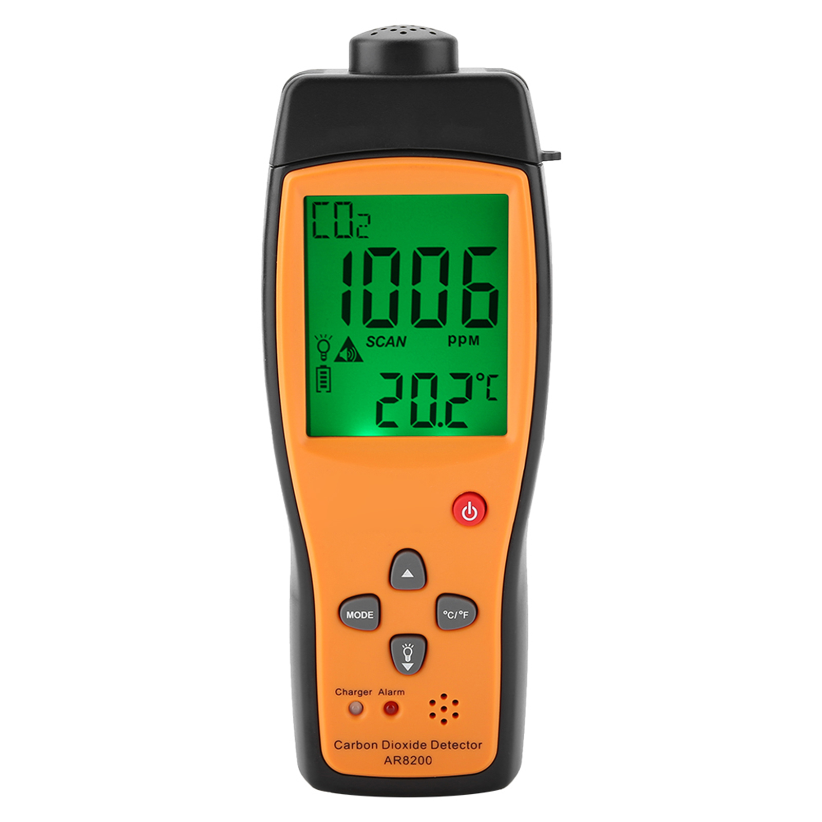 Smart Sensor Ar8200 Co₂-gasdetektor Mit Akustischem Und Optischem Alarm, Lcd-anzeige, Kohlendioxid-messbereich 350–9999 Ppm, 100–240 V