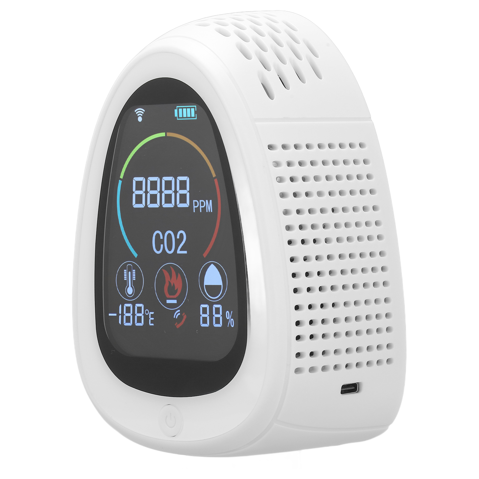 Intelligenter Kohlendioxid-detektor Mit Wlan-anbindung, Rauchmelder, Temperatur- Und Feuchtigkeitsmessung – 5-in-1-co2-detektor