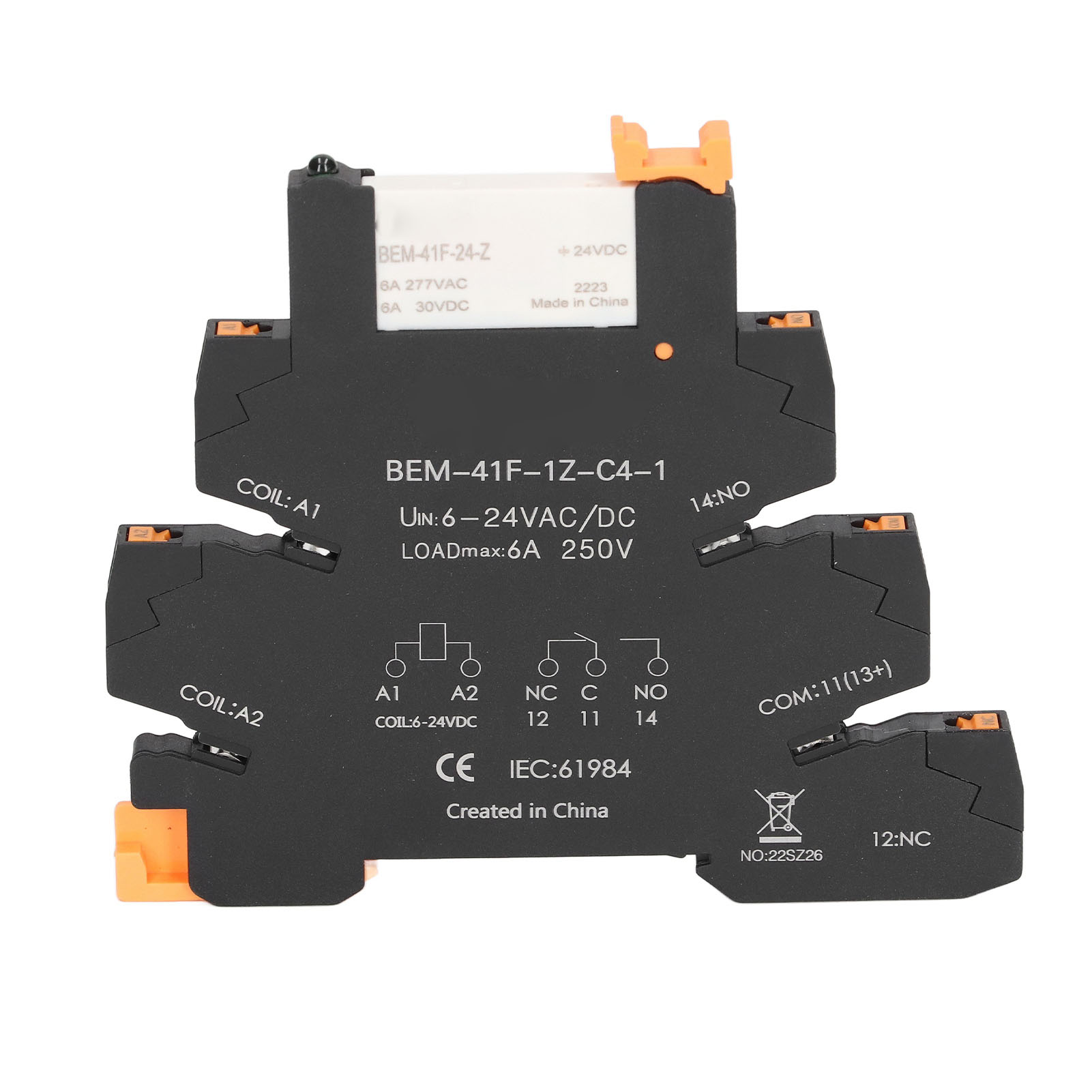 Dc-steuerung, Ac-ultradünnes Relais, Din-schienenmontage, Halbleiterrelaismodul, Spdt-kontakt, 6 A, 6–24 V