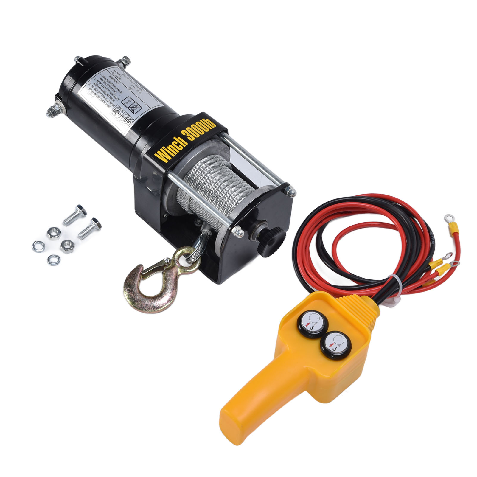 Elektrische Seilwinde Mit Stahlseil, Bergungsset Zum Abschleppen Von Atvs, Utvs Und Geländefahrzeugen, 12 V, 3000 Lbs