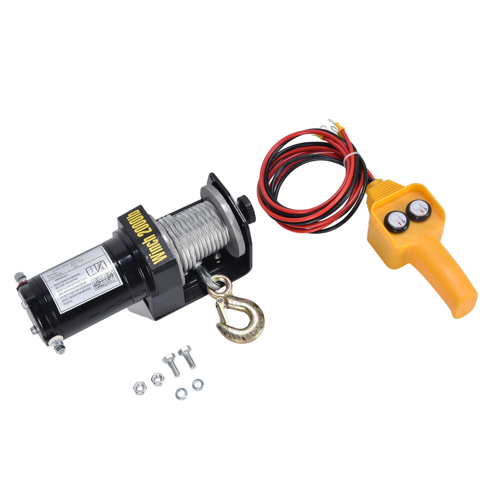 12v 2000lbs Elektrische Seilwinde Mit Stahlseilzug, Kranwinden-steuerung Und Aluminiumhaken