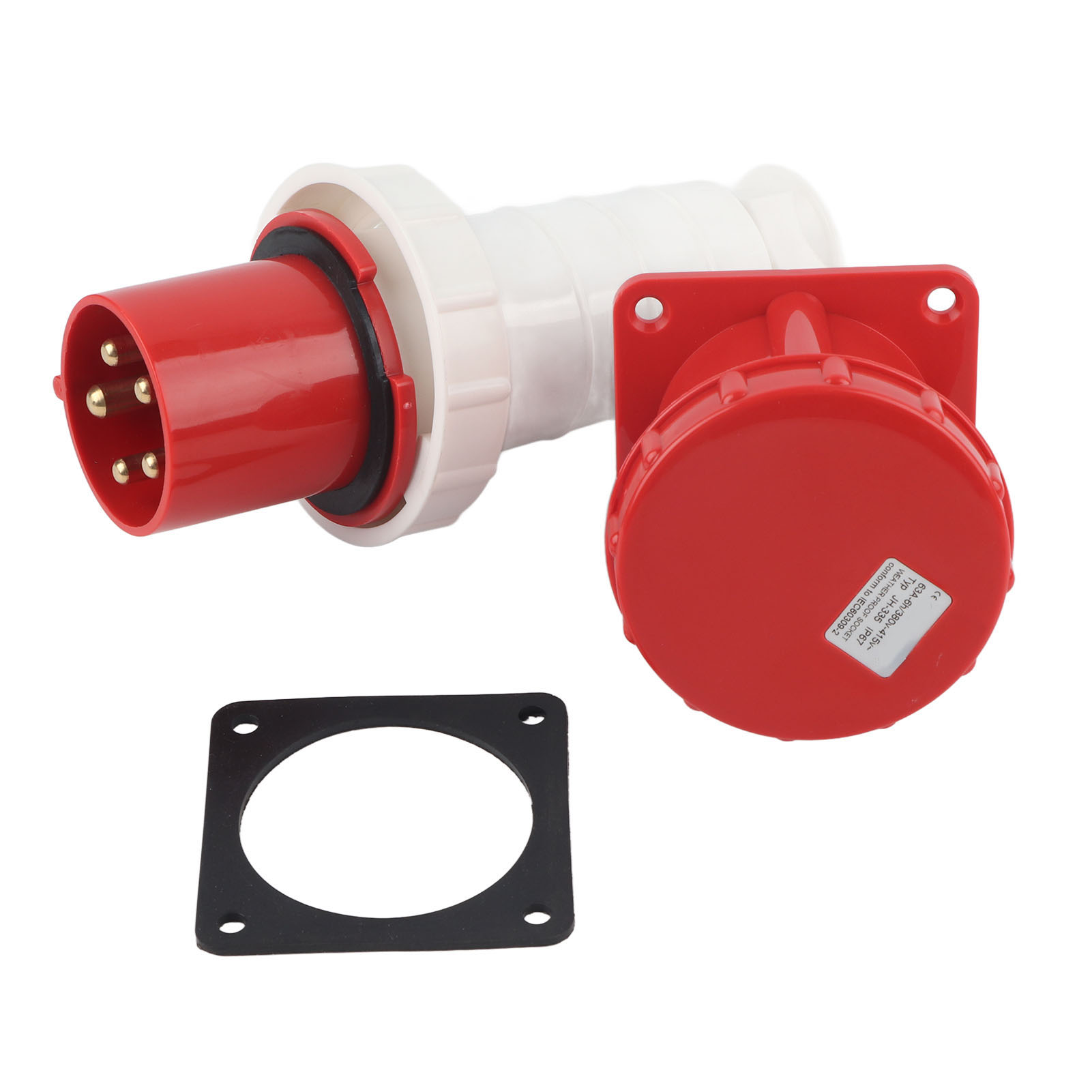 Industrieller Luftfahrtstecker Mit 5-adriger Kabelkupplung + Unterputzbuchse, 3-phasig, Ip67 Wasserdicht