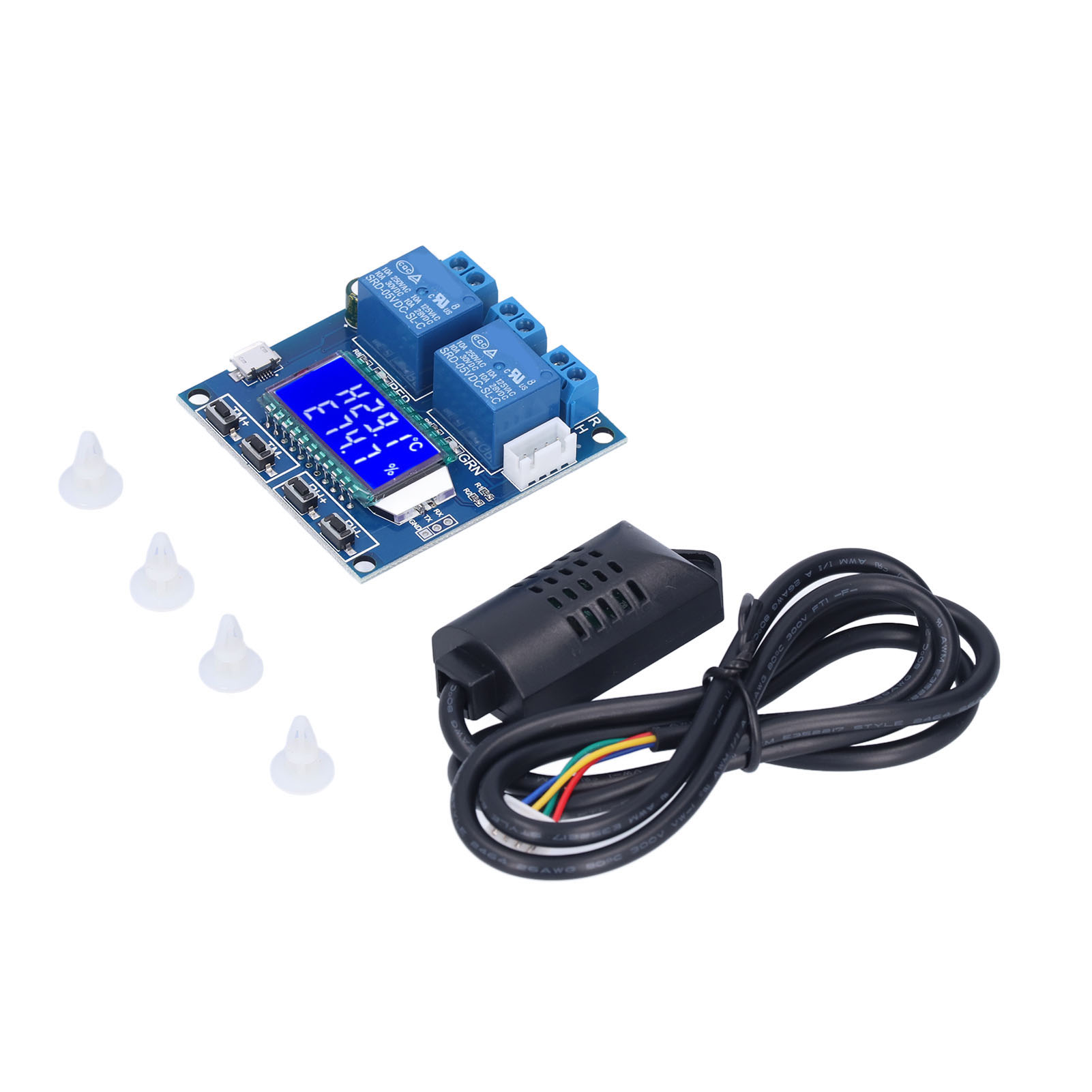 Feuchtigkeits- Und Temperaturregelungsmodul Mit Digitalanzeige, 2 Ausgangsrelaisplatinen, Sensor, Dc 6–30 V, Xy-tr01