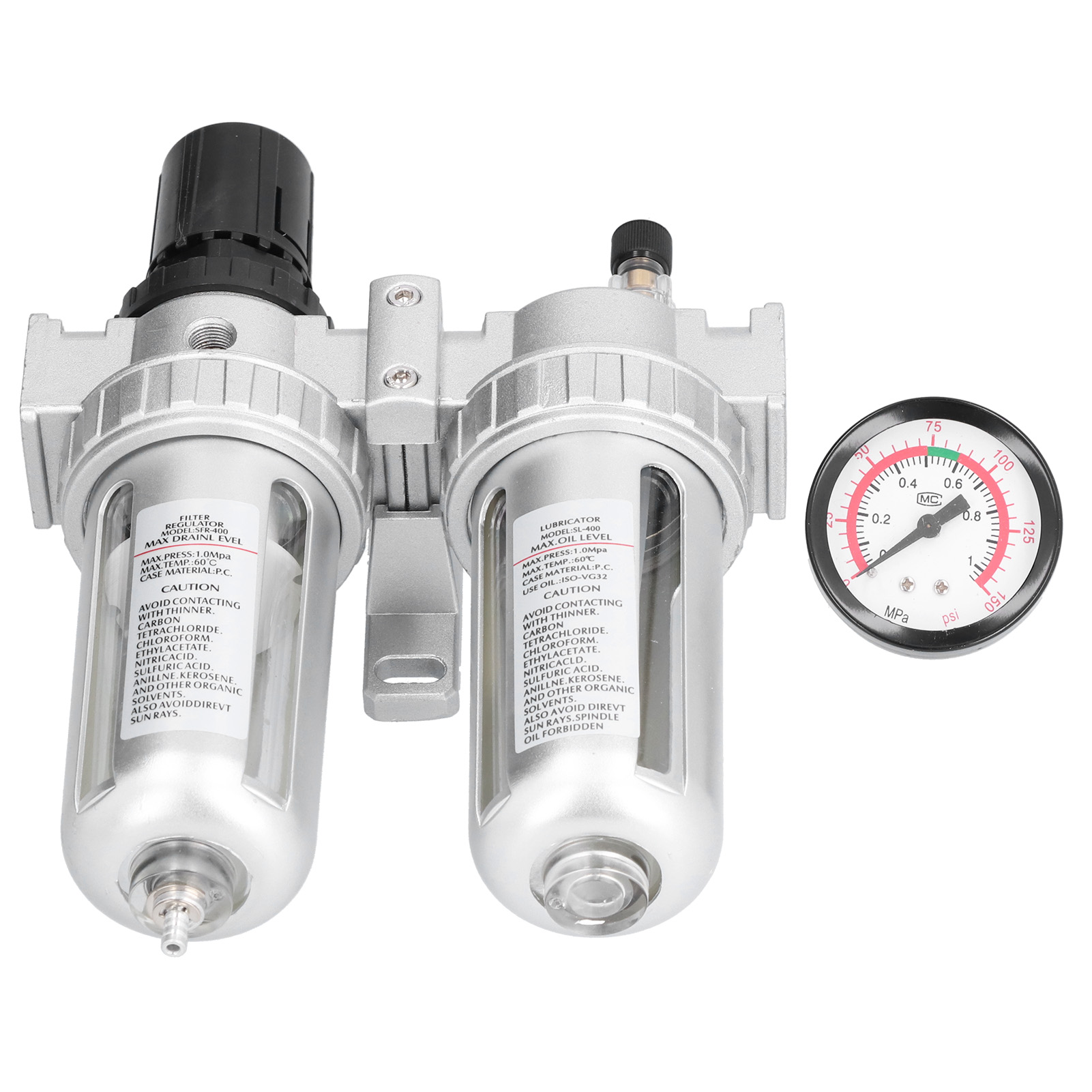 Luftfilter-druckregler-set Aus Aluminiumlegierung Mit Wasser-öl-abscheider Und Manometer Für Den Maschinenbau Sfc400