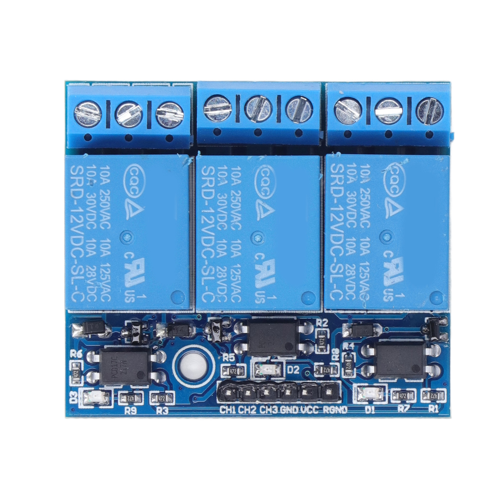 3-kanal-relaismodul, Hochspannungsrelaisplatine Mit Isoliertem Optokoppler, High-low-pegel-trigger, 12 V, 3,3 V–12 V Trigger