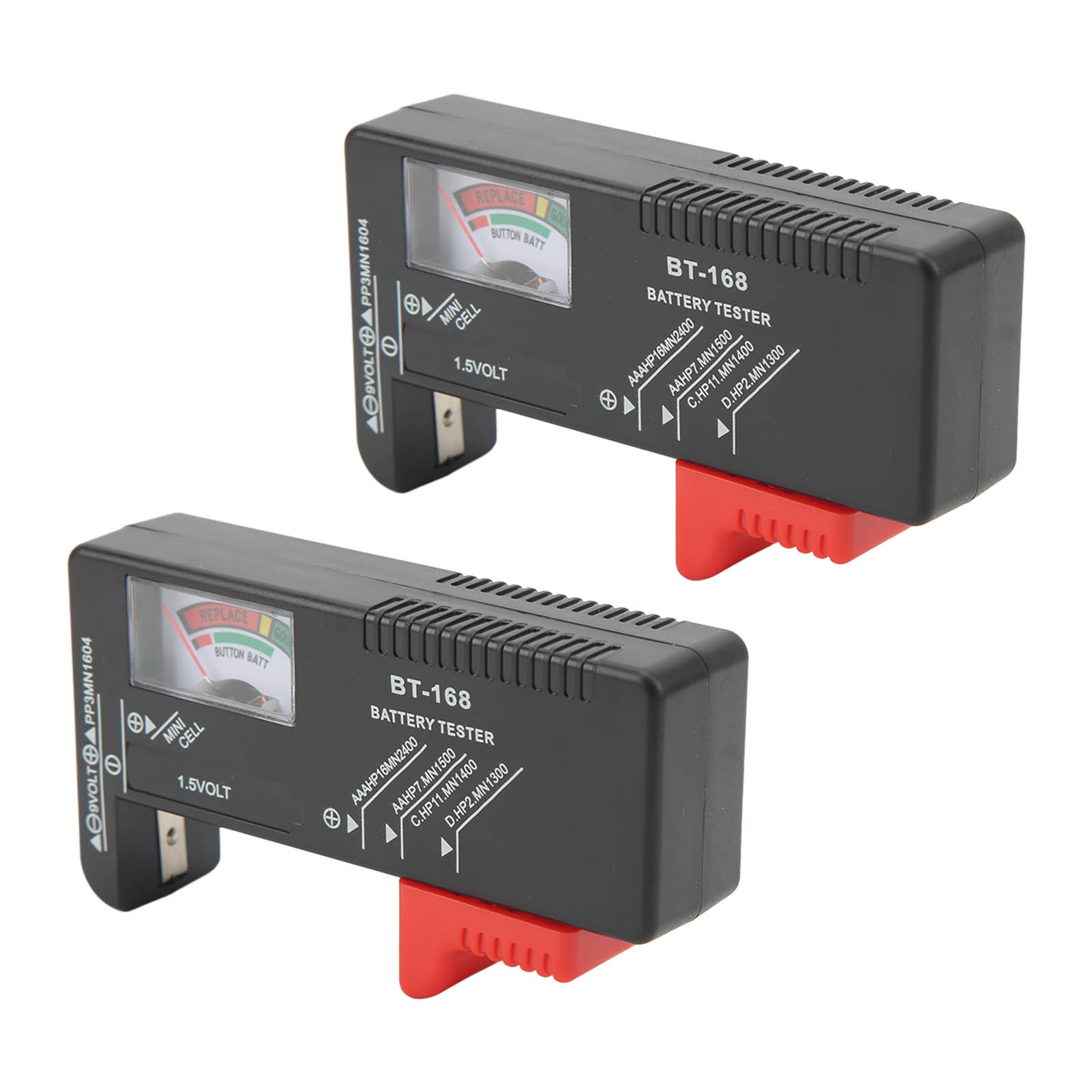 2 Stück Tragbarer Batterietester Mit Zeigeranzeige Für Knopfzellen (aa, Aaa, 1,5 V, 9 V)