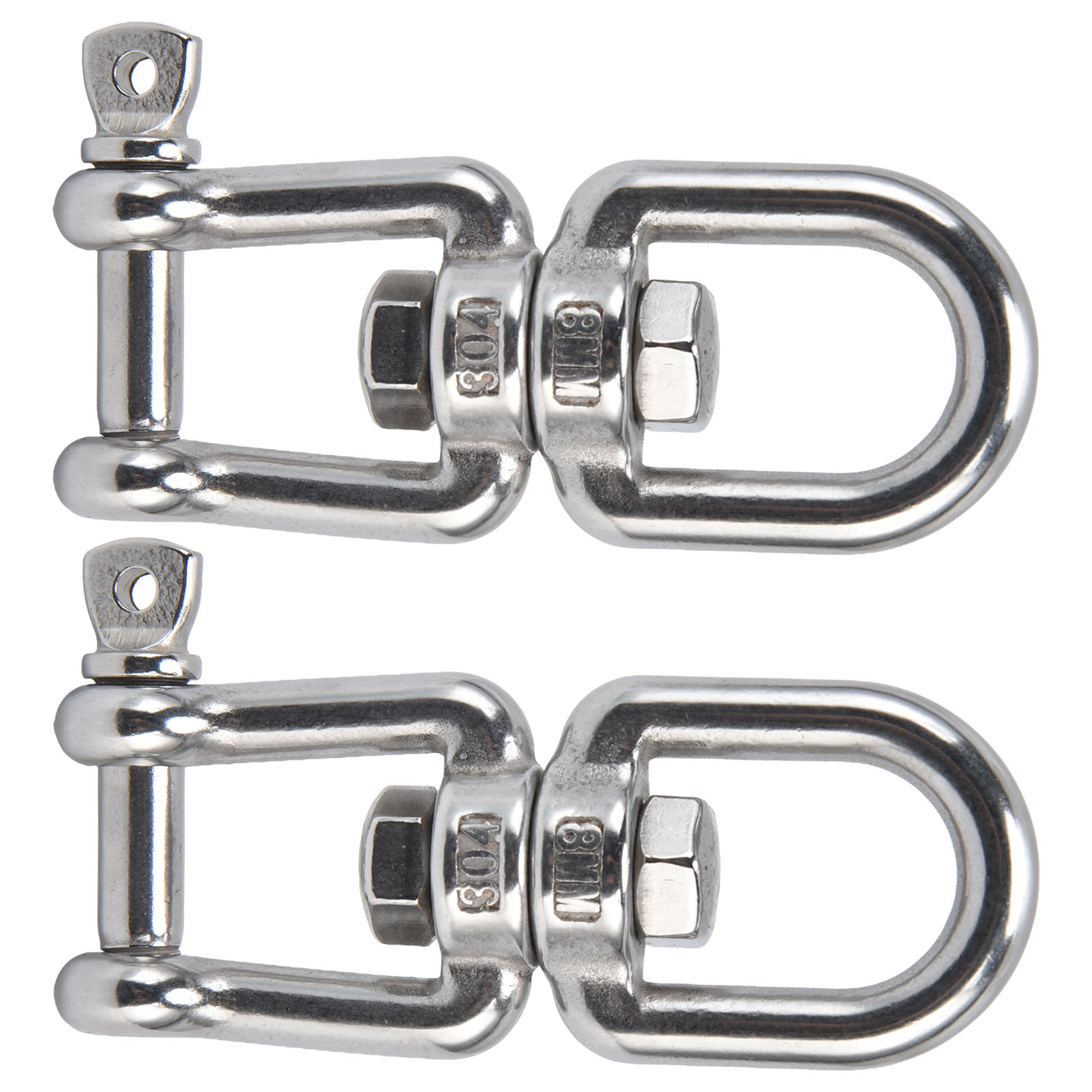 2 Stück 8 Mm 360° Drehbare Ringkarabinerhaken Aus Edelstahl 304 Ox, Abnehmbare Kettenschäkelhaken