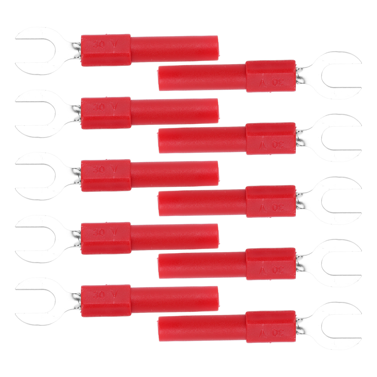 10 Stück Gabelkabelschuhe Aus Messing, 6 Mm/0,2 Zoll, Y-typ, 4 Mm/0,2 Zoll Loch, Bananenstecker, 30 V Ac – 60 V Dc, Max. 10 A.