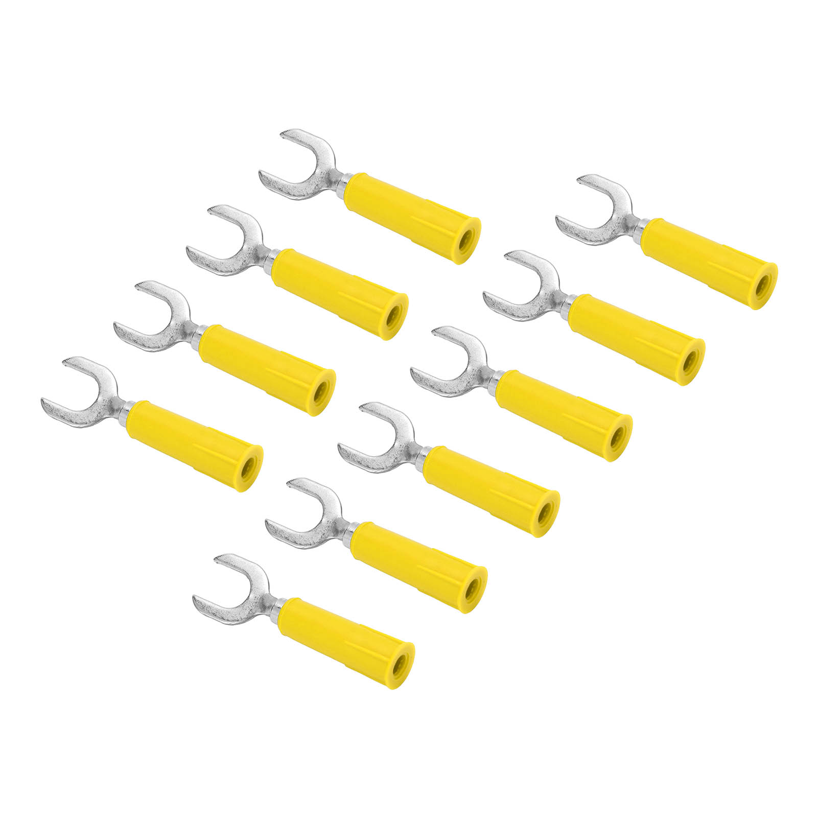 10 Stück Gabel- Und Bananenstecker, Messing, Pvc-optik, 4 Mm Bohrung, 8 Mm U-förmiger Stecker, Gelb