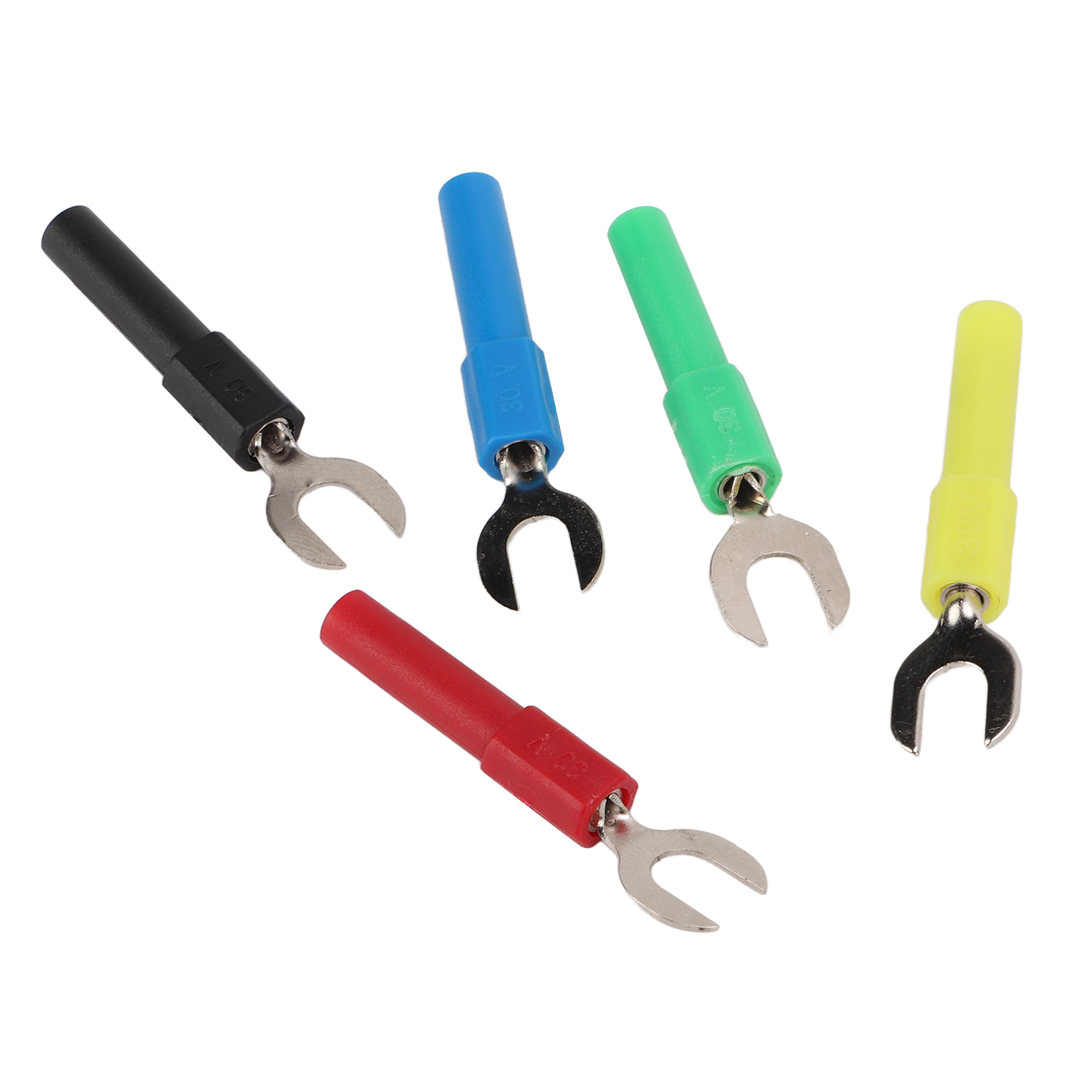 10 Stück Gabelkabelschuhe, Pvc/messing, Max. 10 A, 6 Mm/0,2 Zoll Y-stecker, 4 Mm/0,2 Zoll U-stecker, Bananenstecker