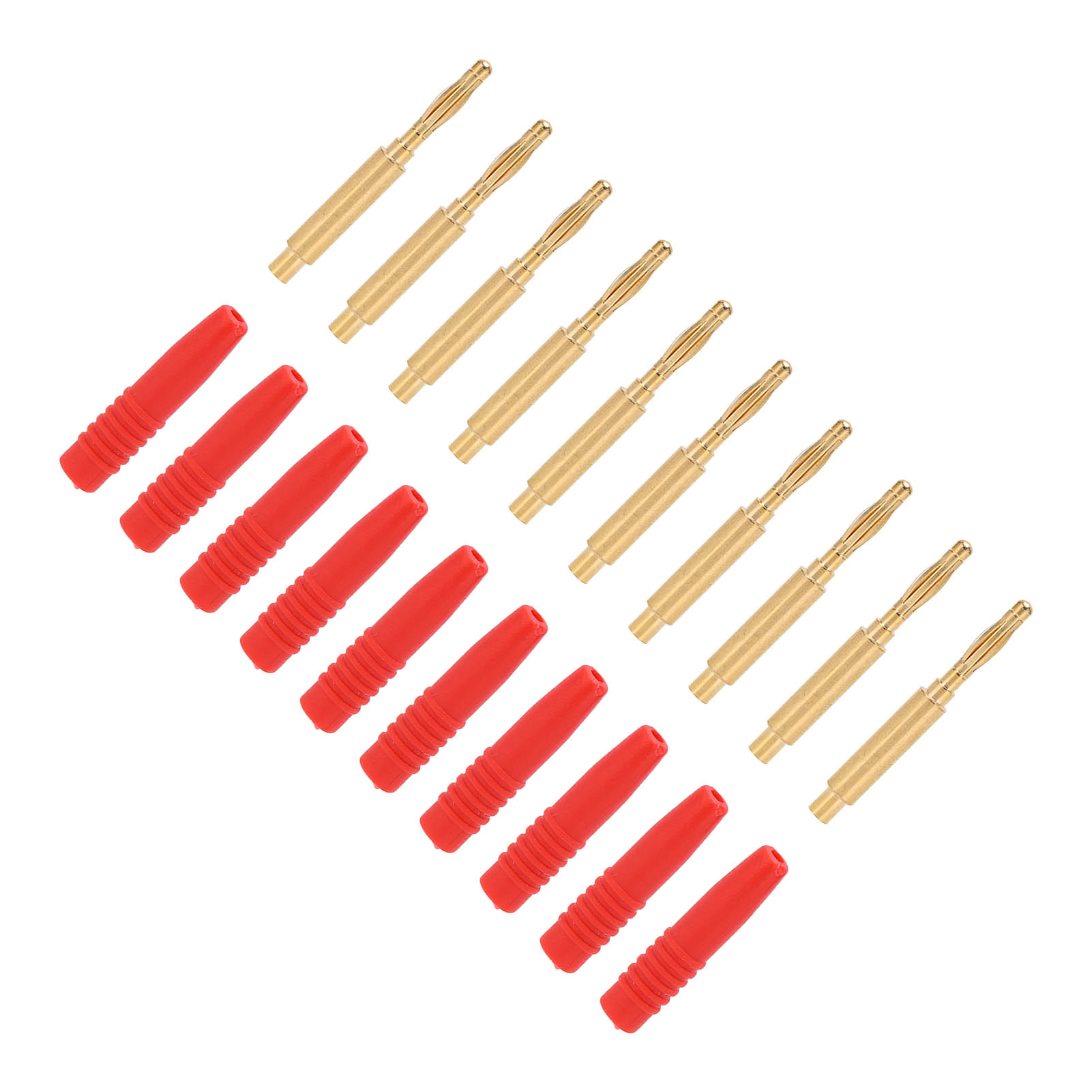 10 Stück Vergoldete Bananenstecker, 2 Mm Stecker, Isolierte Metallstecker Mit Gehäuse Für Prüfgeräte, Rot