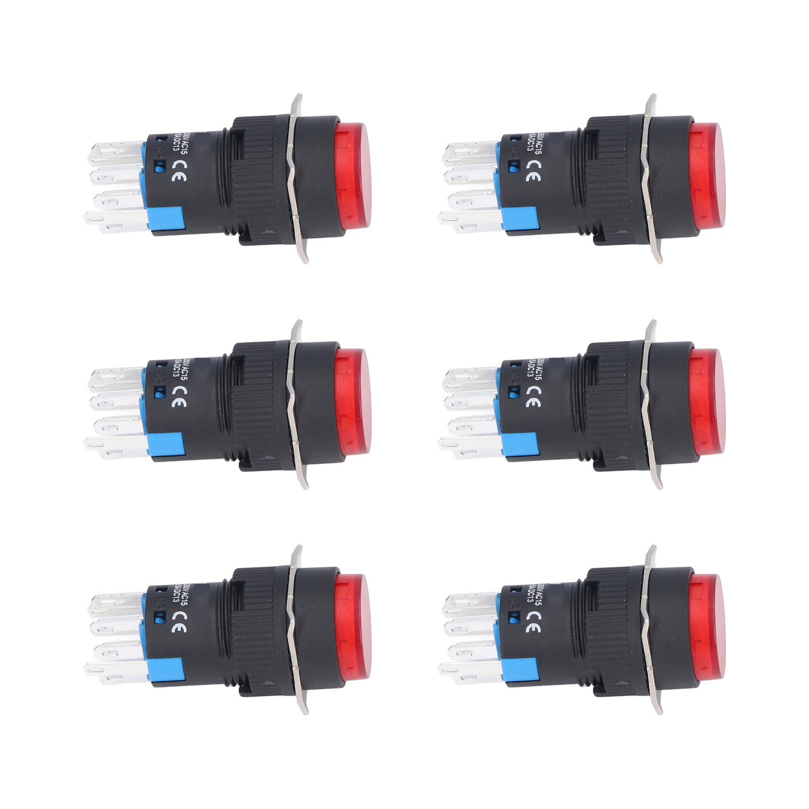 25 Stück Momentan-drucktaster, Selbstverriegelnd, 8-polig, Rund, Mit Leuchte, 24 V, Bemla1622dsy, 16 Mm (rot)
