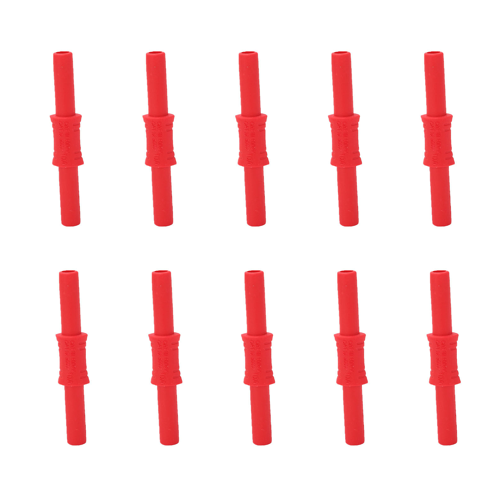 10 Stück J.20009 Bananenstecker-verlängerungsadapter, 4 Mm Buchse Auf Buchse, Isoliert, Rot