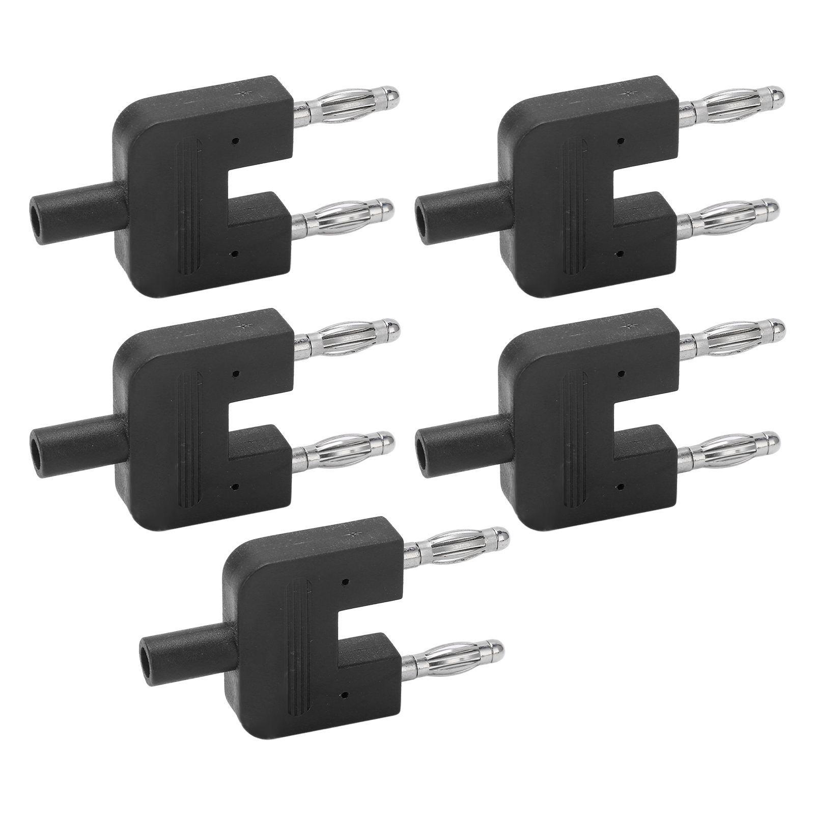 5 Stück Doppelbananenstecker, Zweireihig, 1 Buchse Auf 2 Stecker, Starke Verbindung, Gute Leitfähigkeit, Bananenstecker, Schwarz