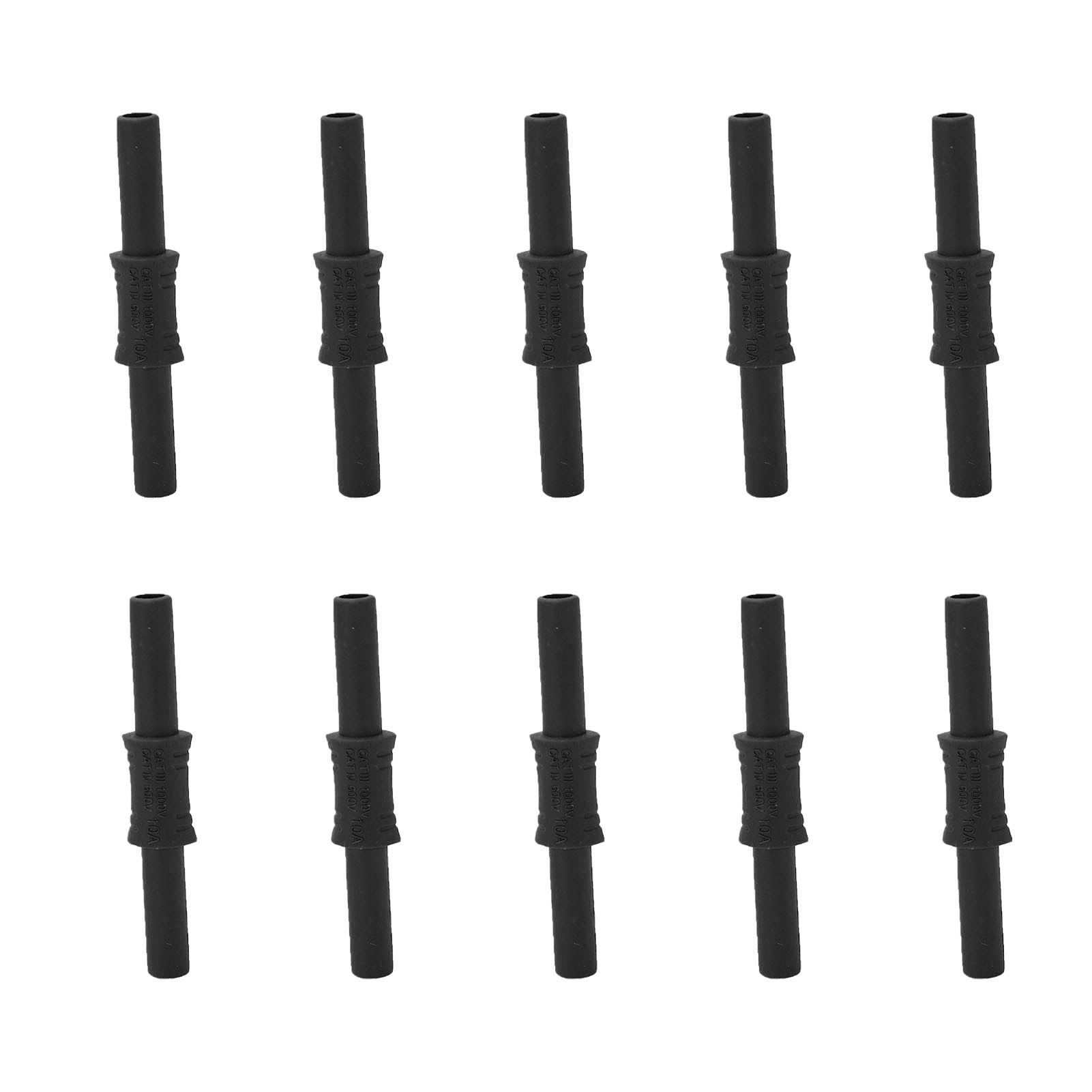 10 Stück J.20009 Bananenstecker-verlängerungsadapter, 4 Mm Buchse Auf Buchse, Isoliert, Schwarz