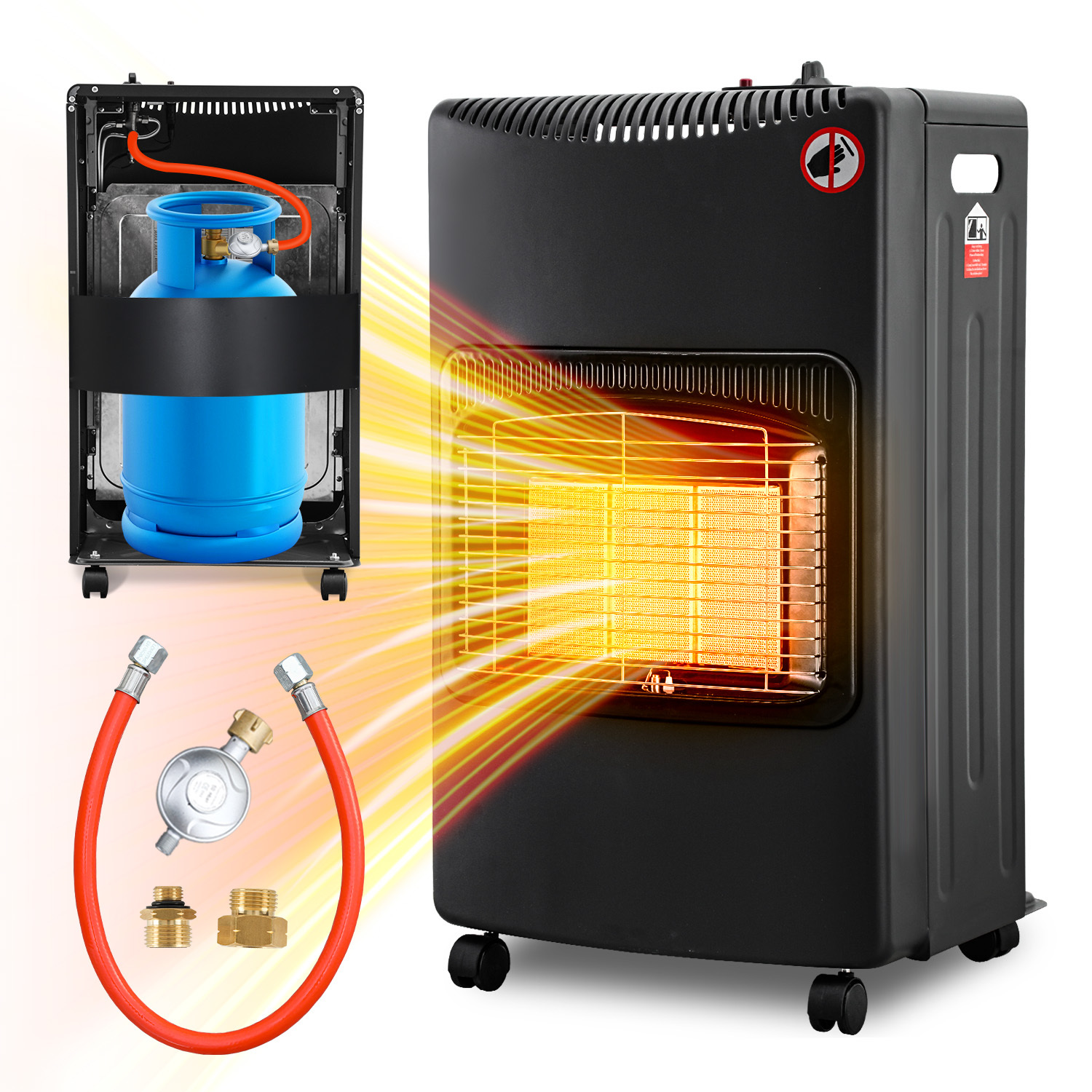 Jiubiaz Gasheizung 4,2 Kw Mit Infrarotwärme, 3 Stufen Und 2 Adaptern