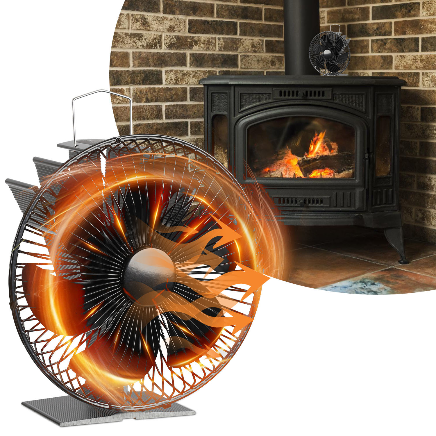 Jiubiaz Kaminofen Ventilator Stromloser Gebläse Kaminventilator Leise Ohne Strom Öfen