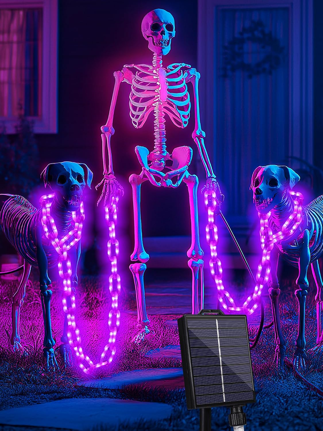 Jssevn - Solarbetriebene Lichterkette Für Den Außenbereich Für Halloween - 3 M - 160 Leds - Wasserdicht - 8 Beleuchtungsmodi Und Timerfunktion (lila)