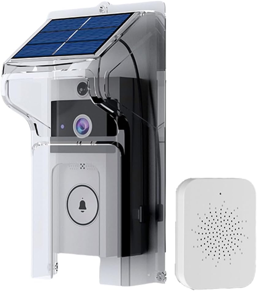 Jssevn - Kabellose Wlan-türklingel Mit Solarladung, Nachtsicht, Wasserdicht, Für Smart Home, Hd, Gegensprechanlage Und Sprachsteuerung