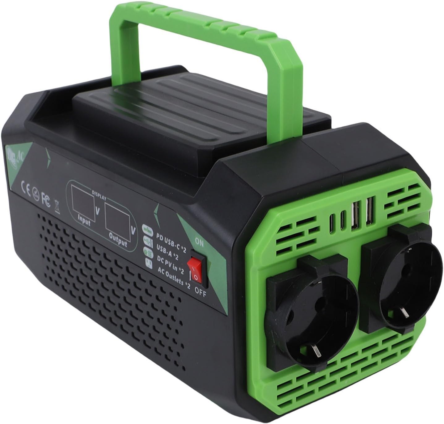 Jssevn - 300-w-kfz-wechselrichter, Abs Dc 12 V Auf Ac 220 V Mit 2 Usb-anschlüssen Und 2 Typ-c-steckdosen, Schnellladefunktion Für Reisen Und Autofahrten