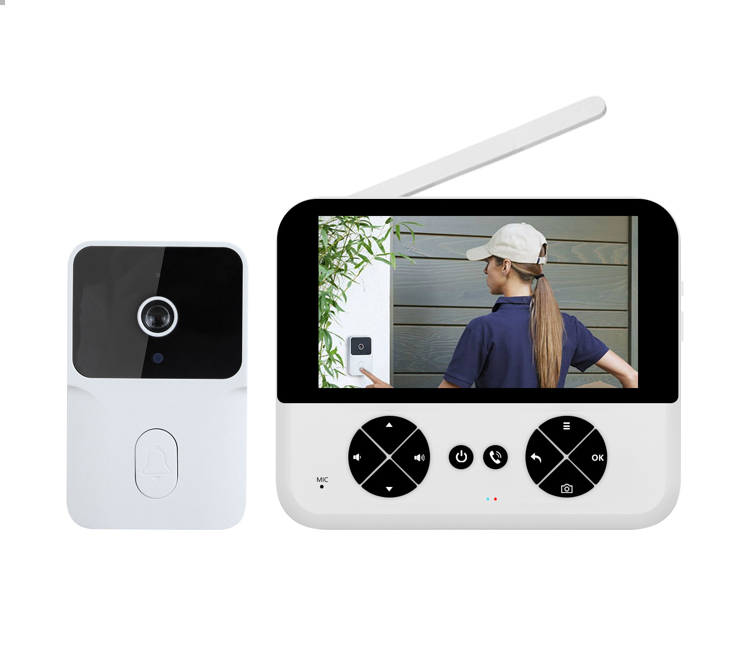Jssevn - Kabellose Türklingel Mit Kamera, 1080p-video-türklingel (4,3 Zoll), Ip65 Wasserdicht Für Den Außenbereich, Nachtsicht, Gegensprechfunktion, Keine App, Kein Wlan Erforderlich