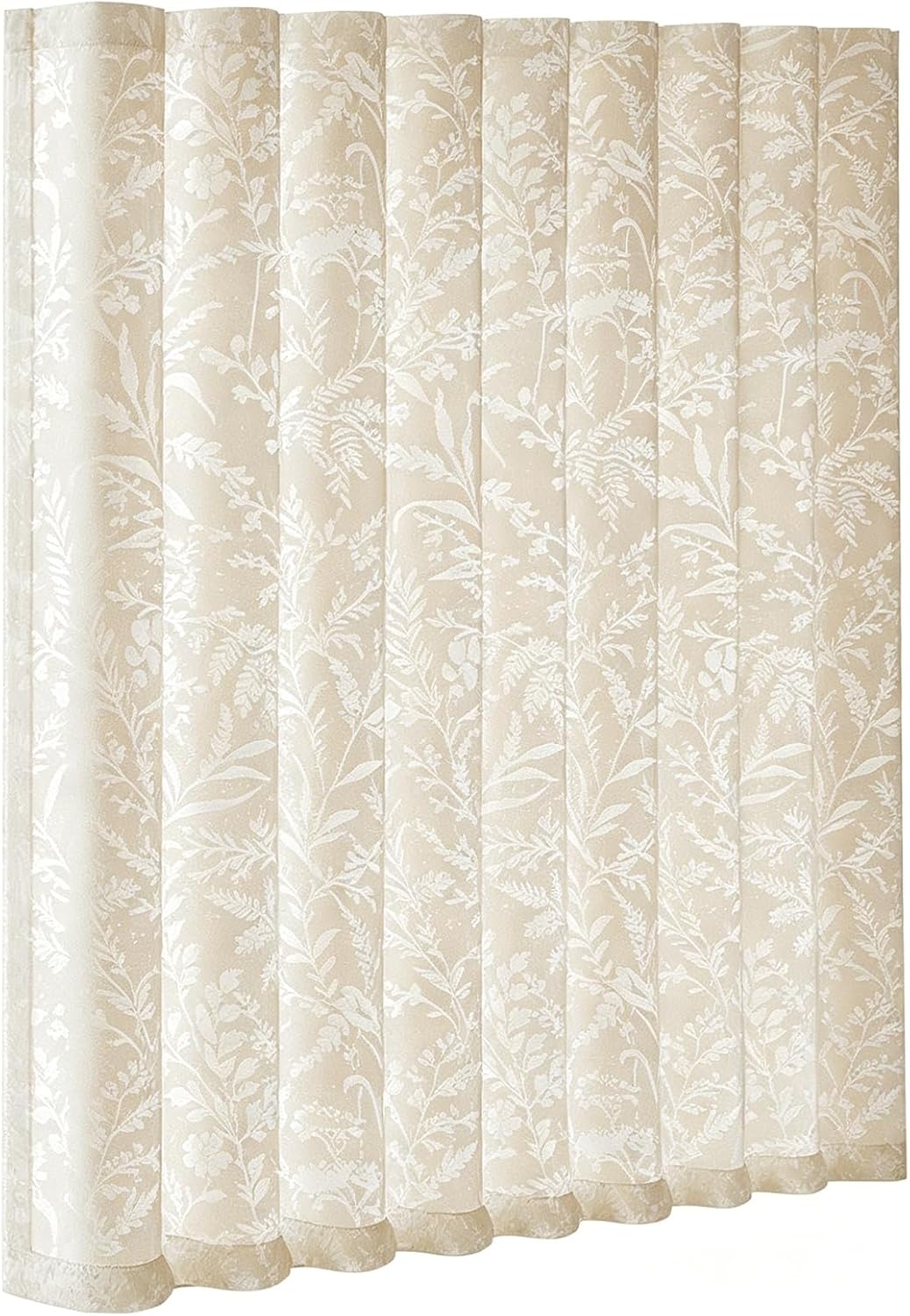 Jssevn - Wasserabweisender Duschvorhang Mit Geprägtem Blumenmuster, Lichtdurchlässiger Badvorhang Für Privatsphäre Mit Haken, Cremefarben, 150 X 220 Cm (59 X 87 Zoll)