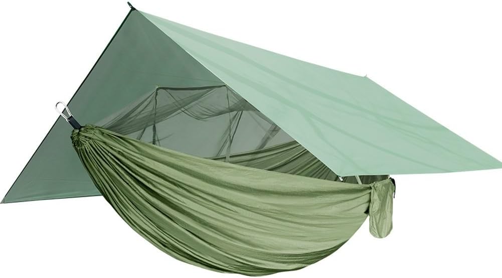 Jssevn - Zeltplanen, Tragbares Camping-hängematten-set, Einzel- Und Doppelhängematten, Moskitonetz, Hochfeste Hängematte Aus Fallschirmseide (armeegrün)