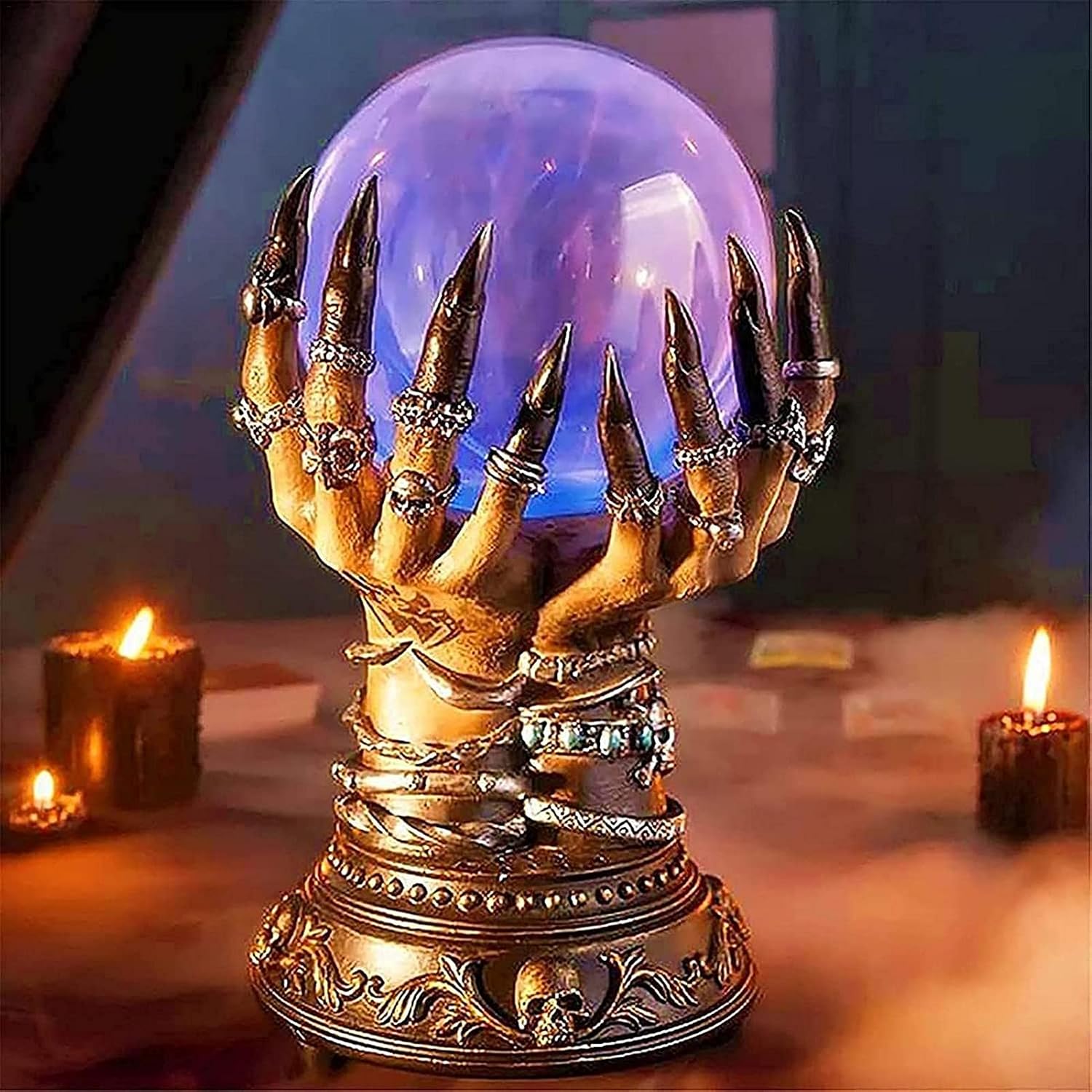 Jssevn - Halloween-himmelskristall – Magischer, Blinkender Kristall – Magische Elektrostatische Plasmakugel Aus Kunststoff – Kreativ, Gruselig, Transparent