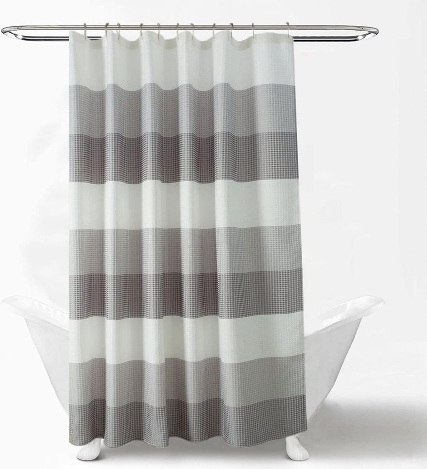 Jssevn - Anti-schimmel-duschvorhang 180x180cm, Grauer, Geprägter, Gestreifter Polyester-duschvorhang
