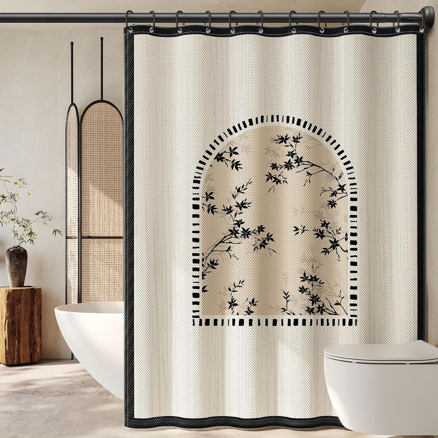 Jssevn - Duschvorhang, Wasserabweisend, Maschinenwaschbar, Mit 12 Haken, Schimmelresistent, Mit Beschwertem Saum, 180 X 200 Cm