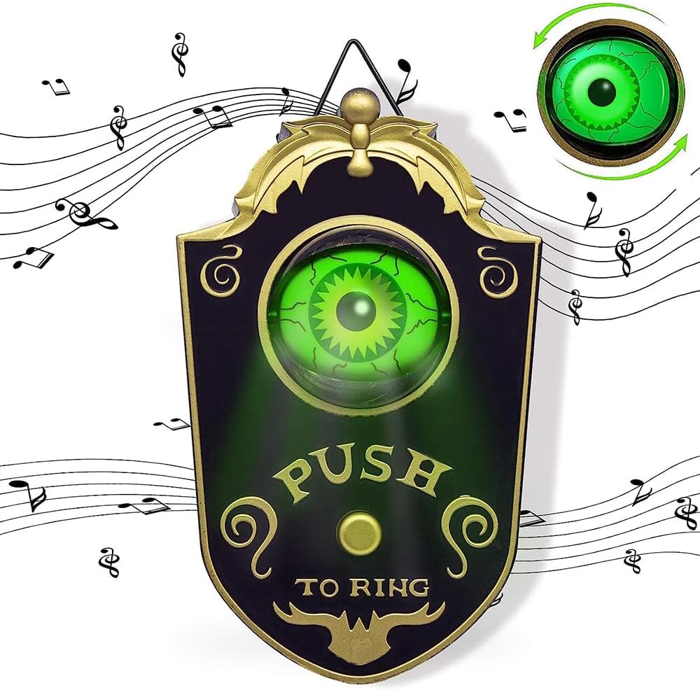 Jssevn - Halloween-türklingel-dekoration, Animiertes Auge Mit Gruseligen Geräuschen, Halloween-dekoration Mit Leuchtendem Auge, Süßigkeiten-event