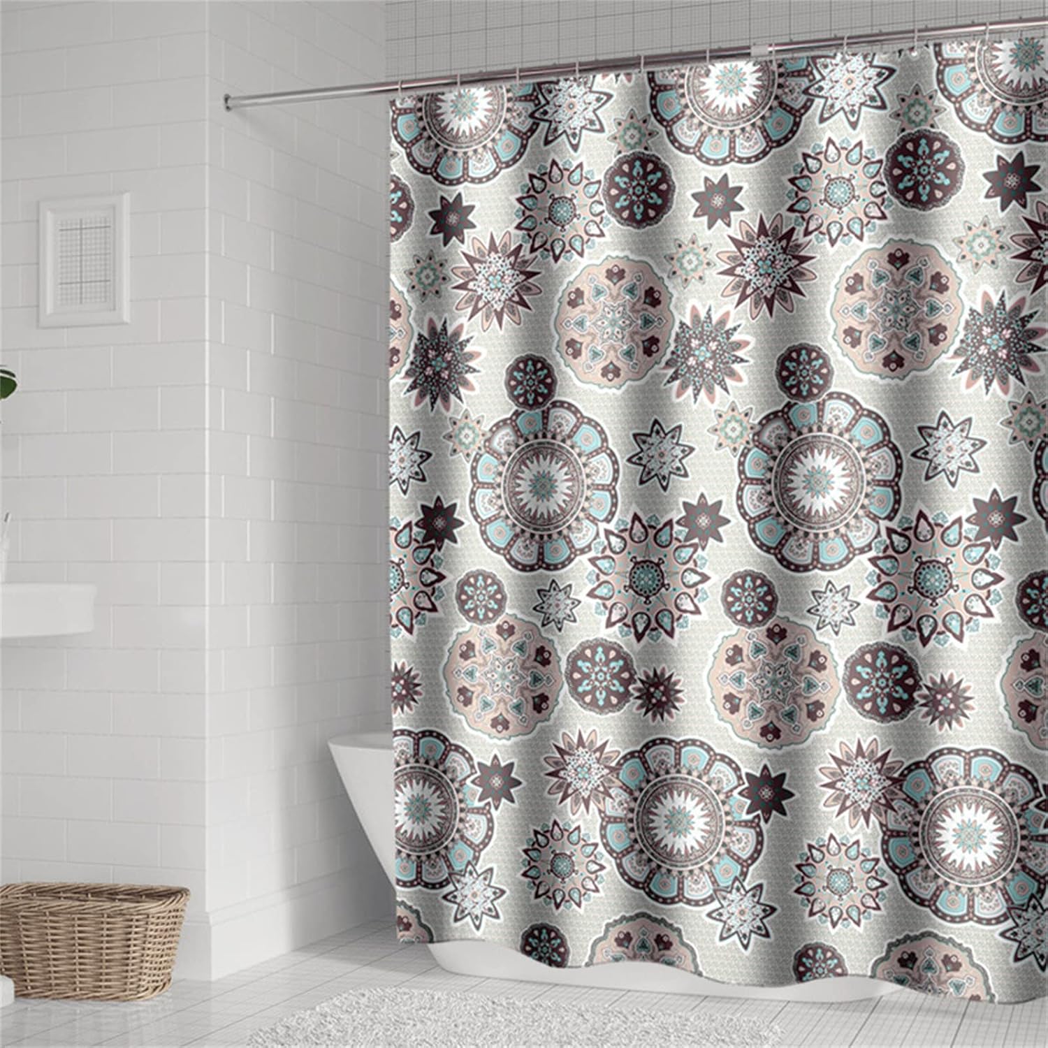 Jssevn - Schimmelresistenter Und Wasserdichter Duschvorhang Mit Metallringen, Duschvorhang Aus Polyestergewebe Mit 12 Kunststoffhaken, 180 X 220 Cm