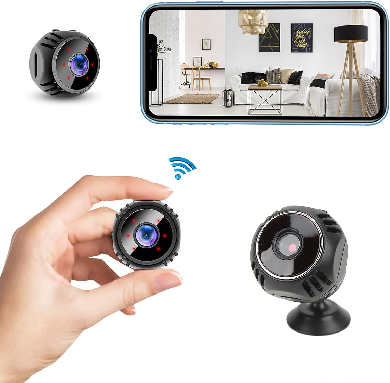 Jssevn - Wlan-überwachungskamera, 1080p Hd 360-grad-smart-haustierkamera Mit Nachtsicht, Bewegungserkennung Und App-steuerung