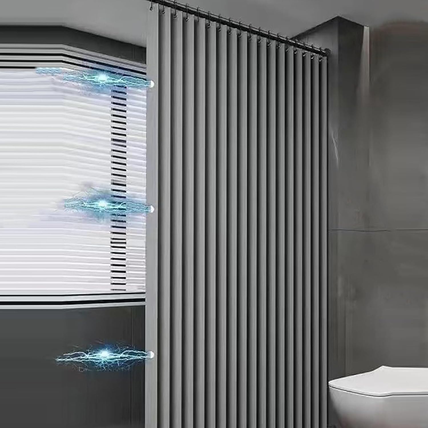 Jssevn - Strapazierfähiger Duschvorhang Aus Leinen – Extrem Robust – Bietet Privatsphäre, Maschinenwaschbar – Ideal Für Kleine Badezimmer (grau, 180 X 200 Cm)