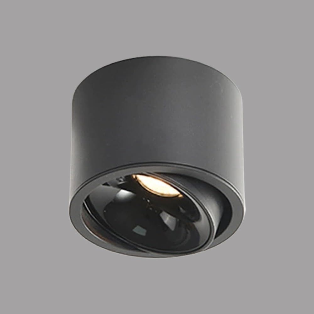 Jssevn - 2,9-zoll-zylindrischer Led-deckenstrahler, Verstellbare, Halbversenkte Deckenstrahler, Akzentleuchten Zur Aufputzmontage (schwarz-6000k, 10w)
