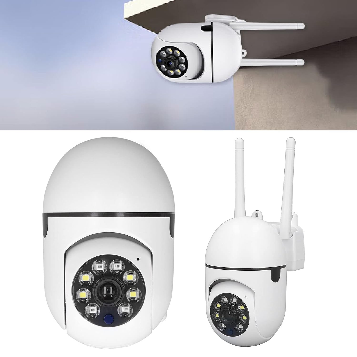 Jssevn - Sicherheitskamera Für Den Außenbereich, Usb-lampen-sicherheitskamera, 2 Mp 1920x1080 Wlan Hd-nachtsicht-überwachungskamera