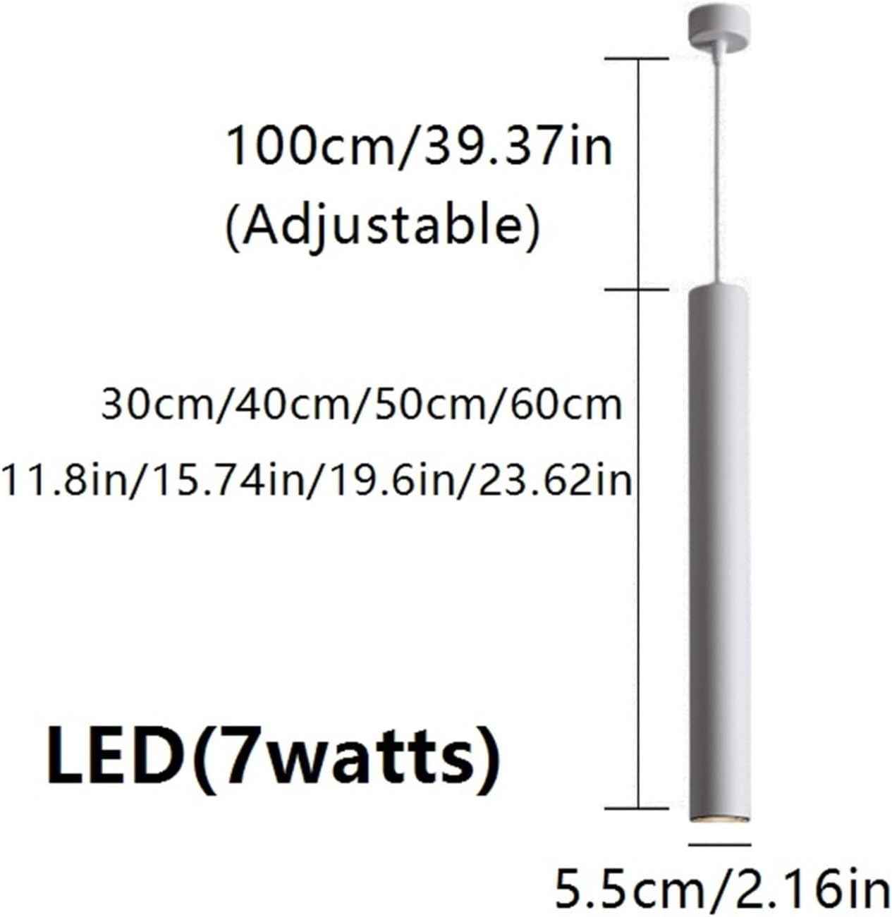 Jssevn - Moderne, Längliche Pendelleuchte, Höhenverstellbare Skandinavische Zylindrische Aluminiumlampe, Strahler Für Wohnzimmer, Schlafzimmer, Flur (40 Cm/15,74 Zoll)
