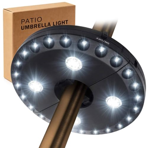 Sonnenschirmbeleuchtung Für Terrasse Und Garten, 3 Helligkeitsstufen, 28 Leds Mit 200 Lux – 4 Aa-batterien Erforderlich, Leichter Stabschirm Für Terrasse, Camping, Zelte Oder Andere Outdoor-aktivitäte