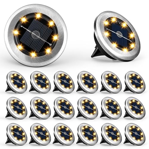 20er-packung Solar-gartenleuchten Für Den Außenbereich, Wasserdichte Mini-solar-bodenleuchten, Landschaftsbeleuchtung Für Terrasse, Einfahrt, Gehweg (warmweiß) [energieklasse A]