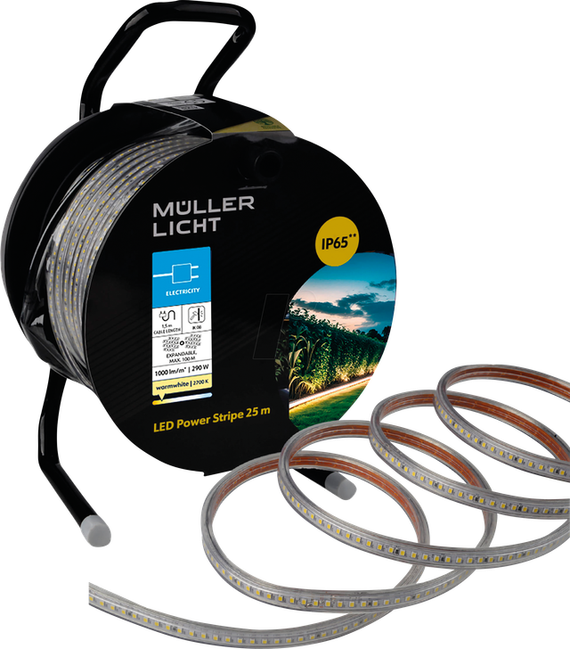 MLI 21600075 - LED-Lichtstreifen, 25 m, 290 W, 1000 lm/m, 2700 K, IP65