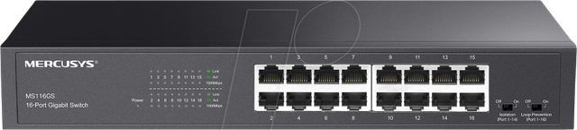 MSYS MS116GS - Switch, 16-Port, Gigabit Ethernet