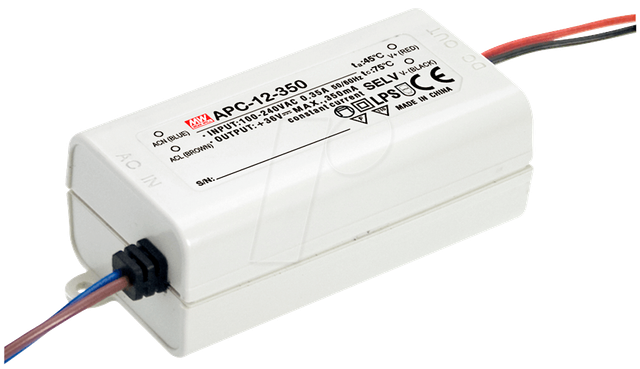 MW APC-12-350 - LED-Trafo, 12 W, 9 - 36 V DC, 350 mA