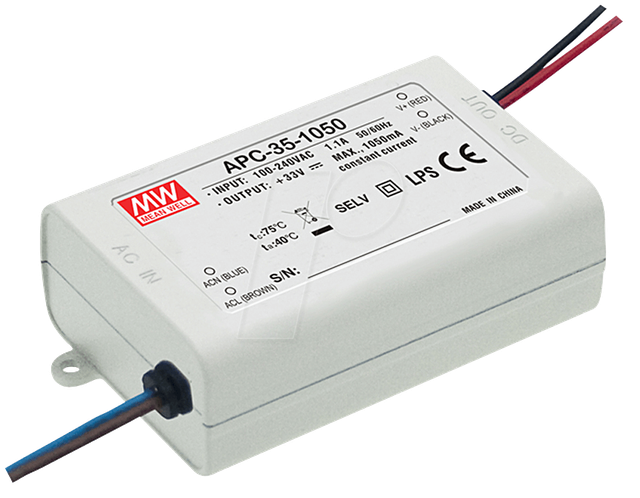 MW APC-35-350 - LED-Trafo, 35 W, 28 - 100 V DC, 350 mA