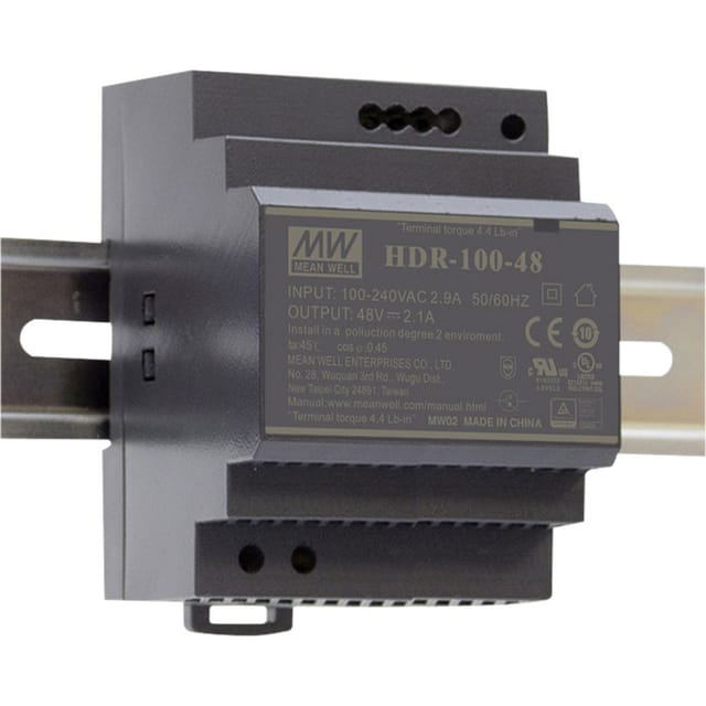 MW HDR-100-24 - Schaltnetzteil, Hutschiene, 91,92 W 24 V, 3,83 A