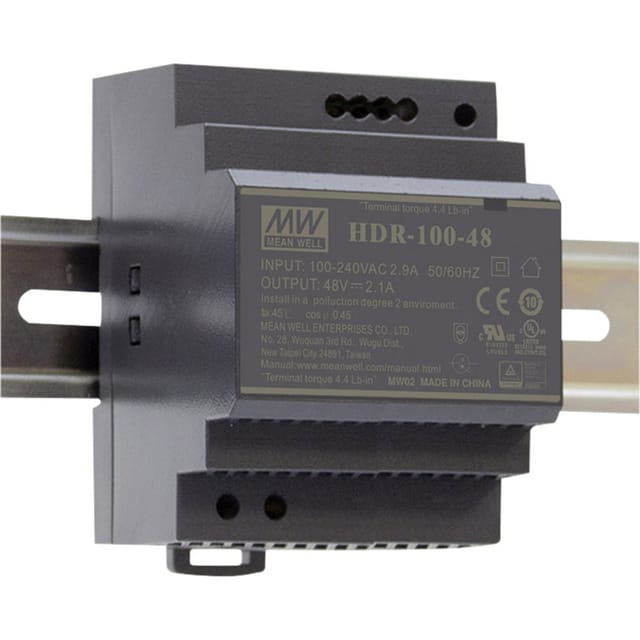 MW HDR-100-15 - Schaltnetzteil, Hutschiene, 91,95 W 15 V, 6,13 A