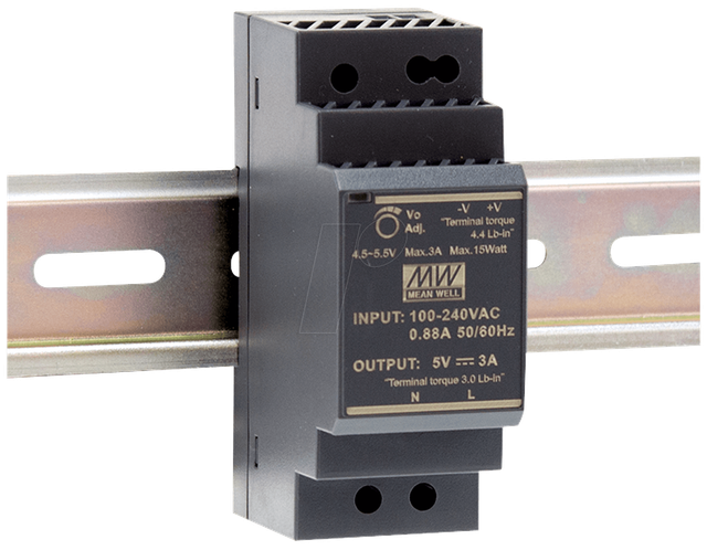 MW HDR-30-24 - Schaltnetzteil, Hutschiene, 36 W, 24 V, 1,5 A