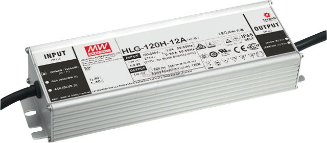 MW HLG-120H-12AB - LED-Trafo, 120 W, 12 V DC, 10000 mA, dimmbar, 3-in-1