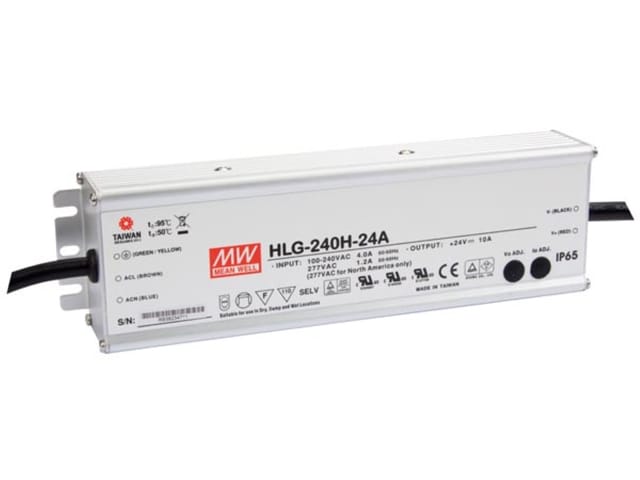 MW HLG-240H-24A - LED-Trafo, 240 W, 24 V DC, 10000 mA