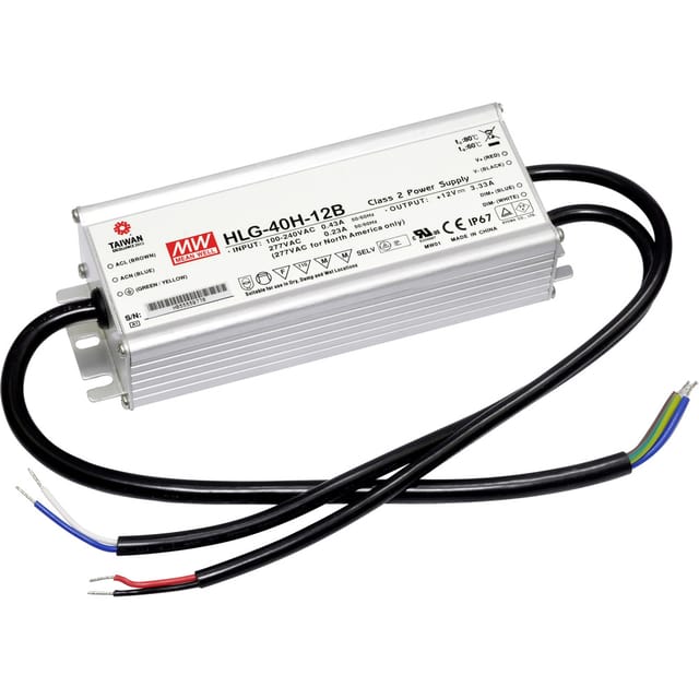 MW HLG-40H-24B - LED-Trafo, 40 W, 24 V DC, 1670 mA, dimmbar, 3-in-1