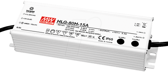 MW HLG-80H-24B - LED-Trafo, 80 W, 24 V DC, 3400 mA, dimmbar, 3-in-1